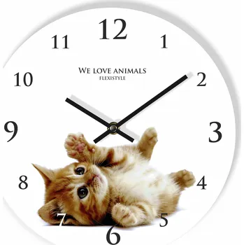 Hodiny Dětské hodiny na zeď s kočičkou