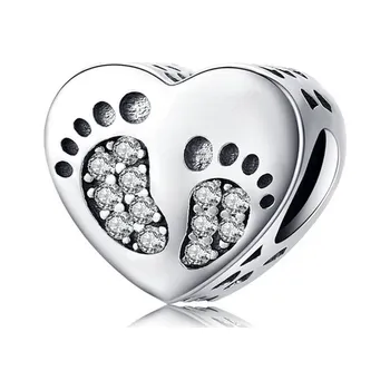 Přívěsek B-TOP Korálek SRDCE STOPA - STŘÍBRO 925
