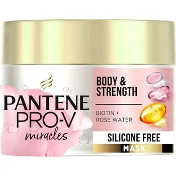 Vlasová regenerace Pantene Pro-V Miracles Body&Strenght Biotin+Rose Water Silicone Free Mask 160 ml