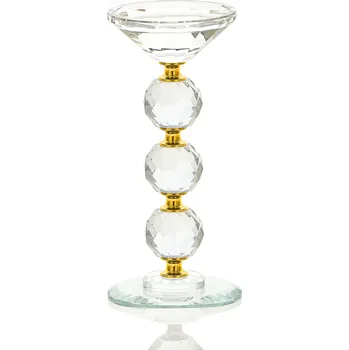 Svícen Křišťálový svícen KANDELABR 20cm - zlatý L