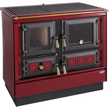 Sporák na tuhá paliva KVS Ekodivize a.s. KVS MORAVIA KLAUDIE TYP 9112 sporák na tuhá paliva 7,1kW, s troubou, levý, zlaté doplňky, bordó