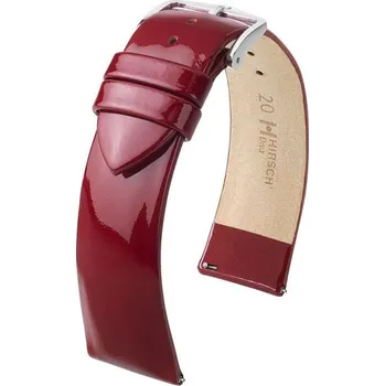 Řemínek na hodinky Řemínek Hirsch Diva - vínový - 20 mm - M – Střední délka - 18 mm - Stříbrná + 5 let záruka a dárek ZDARMA