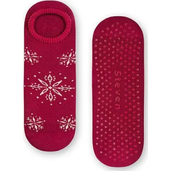 Dámské ponožky Vínové protiskluzové ponožky s motivem vloček Art.132 Art.132 ZF036, BURGUND - ABS Velikost: 35/37