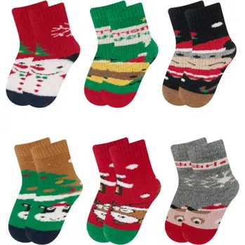 Dívčí oblečení PESAIL Mystery Box: Dětské Vánoční termoponožky QH01 6 páry Barva: Mix, Velikost: 26-29