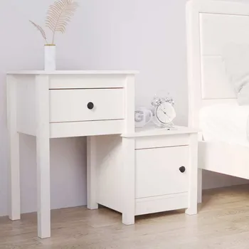 Noční stolek vidaXL Noční stolek 79,5 x 38 x 65,5 cm masivní borové dřevo [814539] Barva: Bílá
