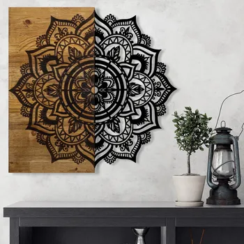 Bytová dekorace ASIR Nástěnná dekorace dřevo MANDALA 59 x 58 cm
