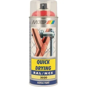 Barva ve spreji Motip akrylová rychleschnoucí barva RAL 3020 červená lesklá ve spreji 400 ml