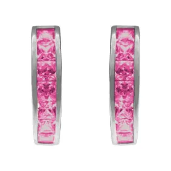 Náušnice Stříbrné náušnice kroužky s růžovými zirkony,