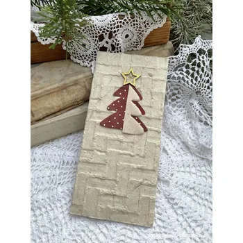 Pod Rukama Přání z ručního papíru - vanoční stromek mix DL Barevnost: krémová, přírodní