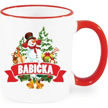 Vánoční hrnek - Vánoční sněhulák pro babičku Barva: Červená