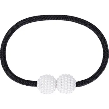 Příslušenství pro záclonu a závěs Černá elegantní magnetická spona s perličkami