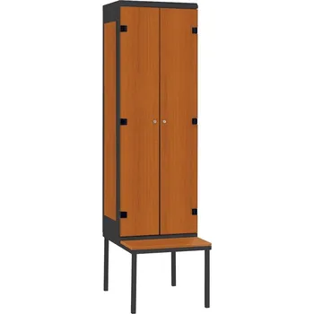 Šatní skříň TRITON šatní skříň 2-dveřová s lavicí, kov-lamino T1970, černá - třešeň + doprava zdarma