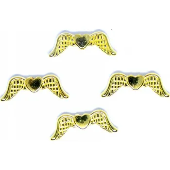 Korálek Kovové korálky křídla 7x20 mm, barva zlatá