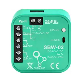 Pohon brány SBW-02 - Wi-Fi ovládání až 2 garážových vrat nebo brány s indikací koncových poloh, SUPLA