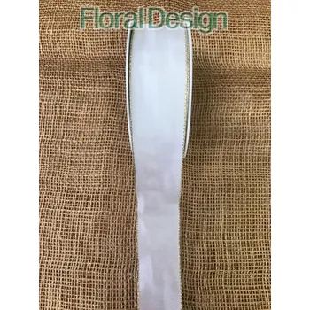 Stuha Stuha proužek okraj zlatý 40mm x 25m bílá