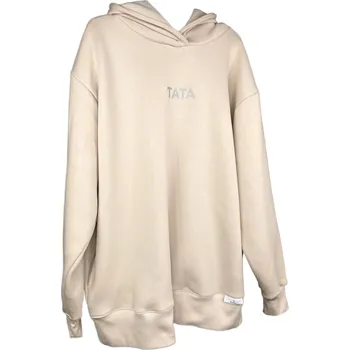 Pánská mikina Mimilove Pánská oversize mikina s kapucí TATA Světle béžová
