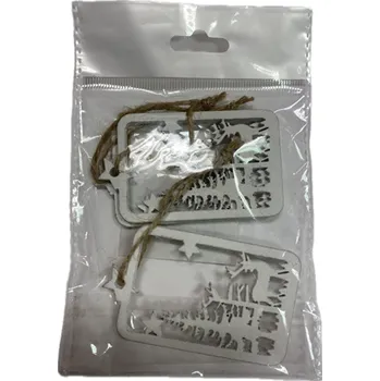 Vánoční dekorace Zimní krajinka bílá 7.5x4.5cm