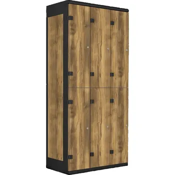 TRITON šatní skříň se 6 boxy kov-lamino T1970, černá - dub Baroque Amber + doprava zdarma