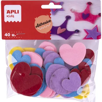 Samolepící filcová srdíčka Apli, 40ks