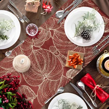 ubrus Elegantní sametový běhoun na stůl BLINK 16 cihlový Rozměr běhounu (šířka x délka): 35x140cm