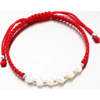 Šperk Náramek stříbro 925 perly provázkový BST-14549 délka 17 cm