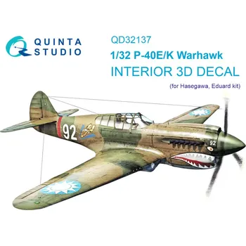 Plastikový model Quinta studio 1/32 P-40E/K 3D-Print.&col.Interior (HAS)