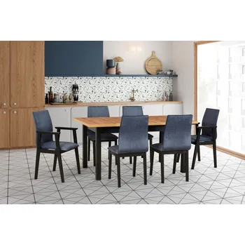 Jídelní set Jídelní set 6+1 Jeroným Vyberte Tkaninu:: Tkanina 30, Vyberte Moření:: Deska grandson, ostatní černé