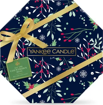 Svíčka Yankee Candle Vánoční adventní kalendář věnec čajové svíčky 24 ks + svícen