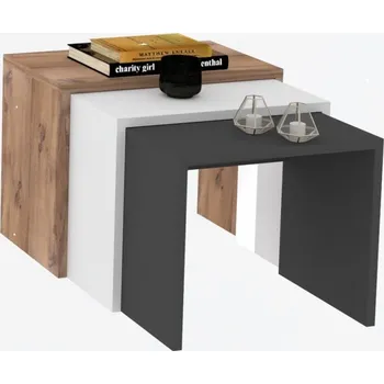 Konferenční stolek Sada tří konferenčních stolků Gül antracit/bílý/hnědý