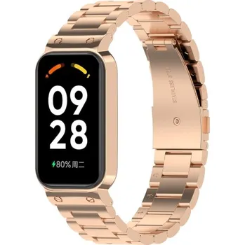 Příslušenství k chytrým hodinkám TECH-PROTECT 66168 TECH-PROTECT Kovový řemínek s krytem Xiaomi Smart Band 8 Active růžovozlatý