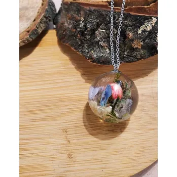 Náhrdelník VitaliaArt | Náhrdelník z pravých květů velký Hortenzie, len, ozothamnus, mech - Vitalia Art 0001584