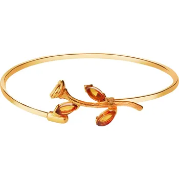 Náramek Pozlacený stříbrný náramek s jantary - růže - AP536-8614