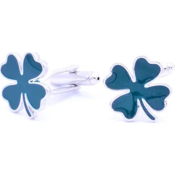 Manžetový knoflíček Manžetové knoflíčky zelený čtyřlístek Tmavě zelená