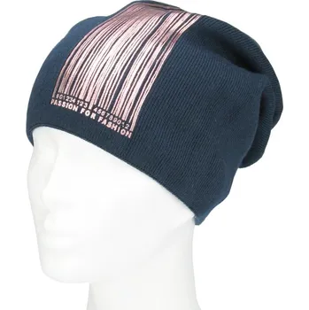 Čepice Zimní čepice modrá s čárovým kódem (Čepice na zimu s nápisem)