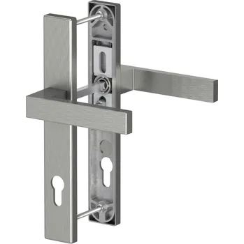 Dveřní kování Medos Klika/klika Dublin hranatá, PZ92, 37mm štítek, profil 71-86mm, F6 INOX - kartáčovaná