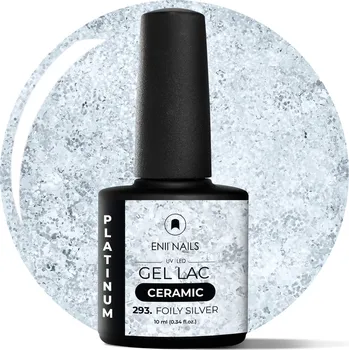 Lak na nehty ENII NAILS Gel lak Ceramic 293 Foily Silver - gelový lak bez HEMA, 10 ml