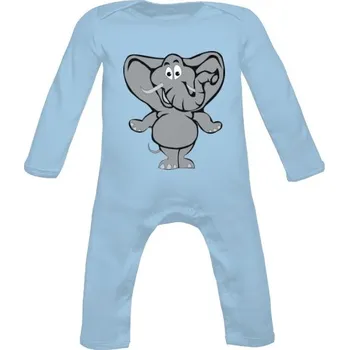 Kojenecké oblečení Dětské body Long s potiskem Hravý slon dětské