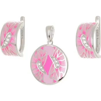 Souprava šperků Luxusní stříbrná souprava s barevným smaltem STRS0345F + dárek zdarma