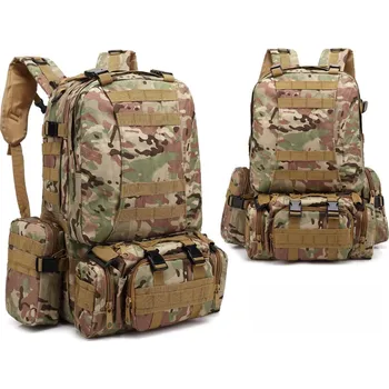 Městský batoh Vojenský taktický batoh o objemu 50l s přídavnými nádobami 4v1 CP camouflage
