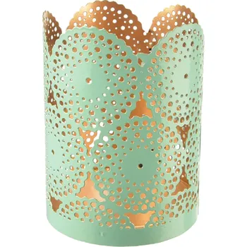 Svícen Svícen kov mandala měděný/modrý střední 10x10x12cm