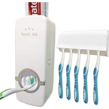 Dávkovač zubní pasty s držákem na kartáčky - bílý