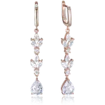 MINET Luxusní rose gold stříbrné náušnice se zirkony