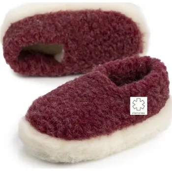 Chlapecké bačkory Dětské bačkory z ovčí vlny vínové, Barevné varianty Vínová, Velikosti 27-28 200-100-00290