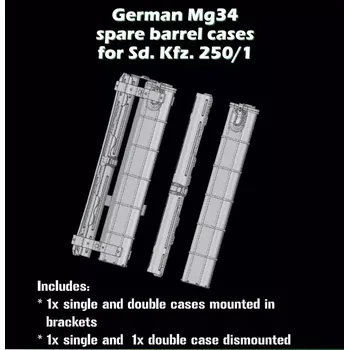 Plastikový model S.B.S model 1/35 German MG34 spare barrel cases Sd.Kfz.250/1