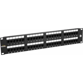 Patch panel Solarix 19" Patch panel 48 x RJ45 CAT5E UTP 150 MHz černý 2U, SX48-5E-UTP-BK