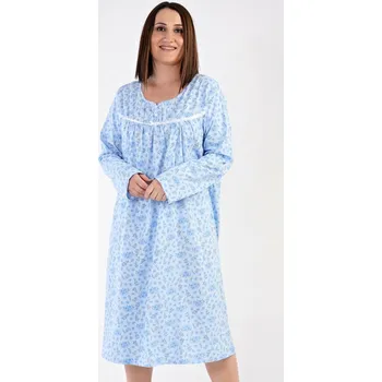 Dámská noční košile Vienetta Dámská noční košile s dlouhým rukávem Eliška modrá