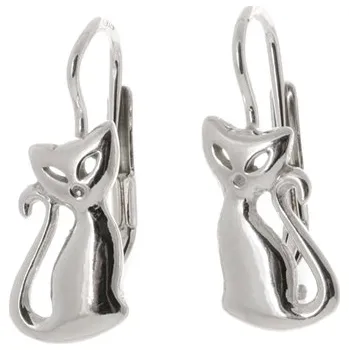 Náušnice Stříbrné náušnice kočky STNAU0767F