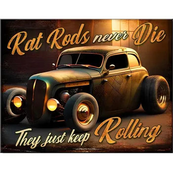 Plechová cedule Plechová cedule Rat Rods never Die 32 cm x 40 cm