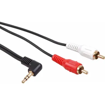 Audio kabel 3,5mm úhlový mini jack kabel 2RCA 1m MCTV-824 Black