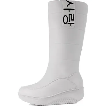 Dámské kozačky Pérové kozačky do sněhu zimní sněhule s nápisem Barva: Bílá, Velikost: 42